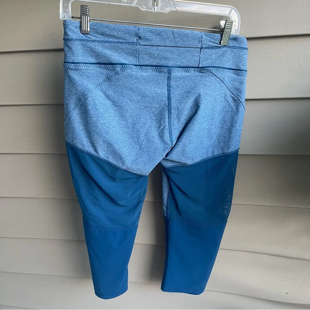 Lululemon Leggings Womens 8 Training Tough Cropped Poseidon Blue‎ Mesh Teal Y2K
